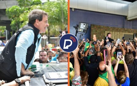 Gilson machado e Jair Bolsonaro sendo recepcionados no Aeroporto do Recife.