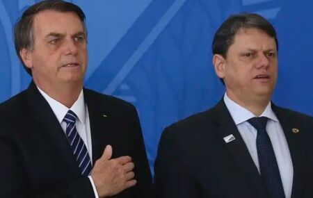 Jair Bolsonaro e Tarcísio de Freitas.