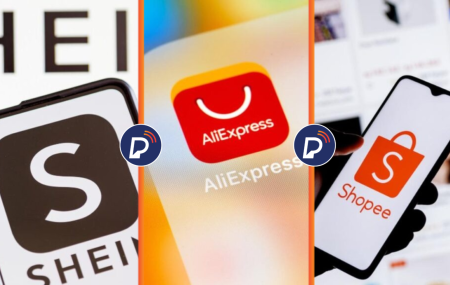 Aplicativos da Shein, AliExpress e Shopee. 