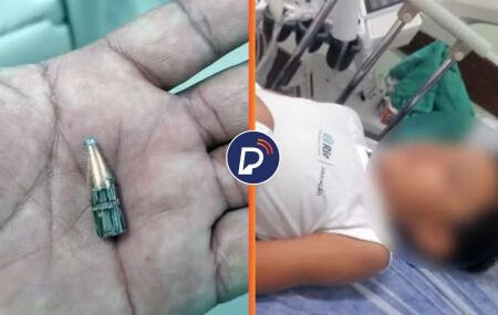 Bala disparada e menino internado.