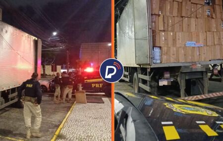 Caminh&atilde;o apreendido pela PRF, em Pernambuco.