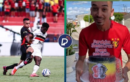 Torcedor do Sport com bolo de 10 anos sem t&iacute;tulo.