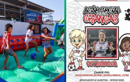 Torcida organizada do Santa Cruz promove festa para as crian&ccedil;as e recebe apoio de Matheus Melo