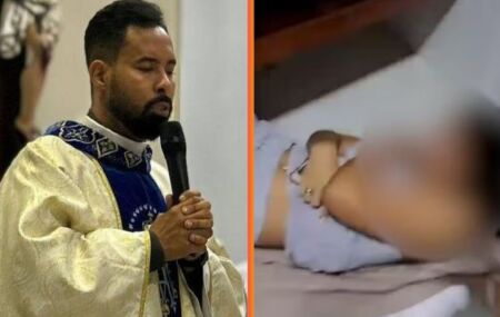 Padre flagrado com mulher casada no banheiro nega sexo e diz que ela iria tomar banho
