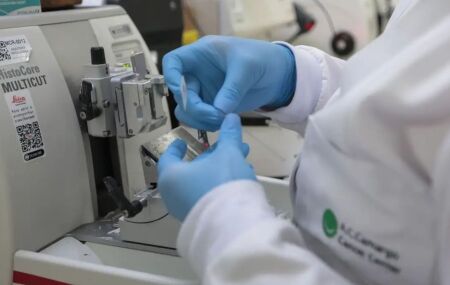 Cientistas em laborat&oacute;rio.