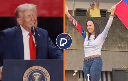 Donald Trump e Mar&iacute;a Corina Machado.