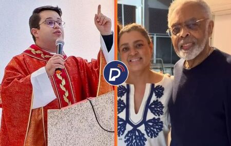 Padre processado e Gilberto Gil ao lado da filha Preta.