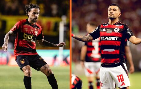 Jogadores do Sport e do Flamengo.