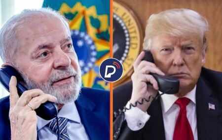 Lula e Trump ao telefone.