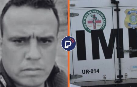 Policial que morreu em acidente e caminh&atilde;o do IML.