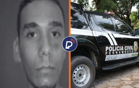 Professor que foi morto e viatura da Pol&iacute;cia Civil.