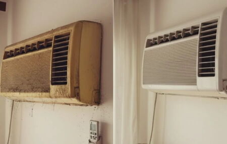 Aprenda a tirar a cor amarelada do ar-condicionado com 3 itens que voc&ecirc; j&aacute; tem em casa. 