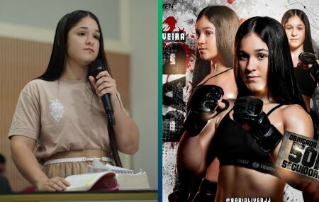 Entre a f&eacute; e o oct&oacute;gono: lutadora brasileira viraliza nas redes ao revelar suas duas vers&otilde;es 