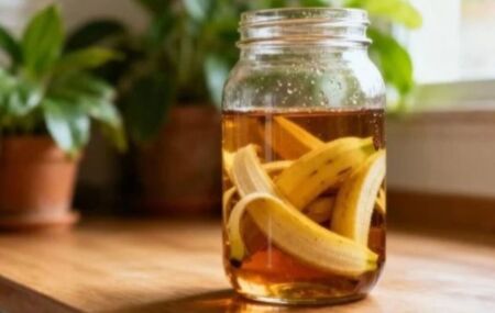 Casca de banana com vinagre.