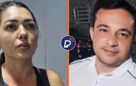 Maria Nat&aacute;lia durante depoimento e juiz baleado pela esposa.