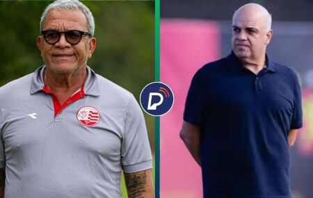 H&eacute;lio dos Anjos, t&eacute;cnico do N&aacute;utico, e Yuri Rom&atilde;o, presidente do Sport.