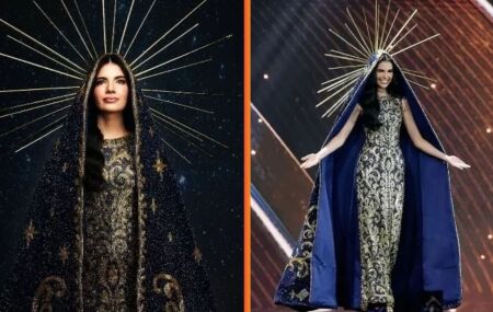 Brasileira homenageia Nossa Senhora Aparecida em desfile de traje t&iacute;pico no Miss Universo 2025