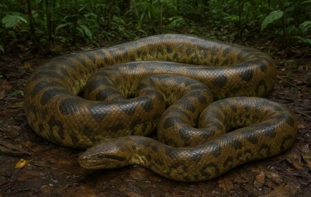 Pesquisador registra a sucuri Eunectes akayima, oficialmente a maior do mundo com 6,3 metros e mais de 200 quilos.