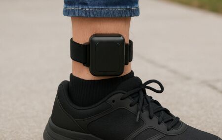 Tornozeleira eletr&ocirc;nica usada para monitoramento judicial em diferentes tipos de medida.