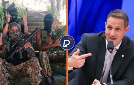 Membros de fac&ccedil;&atilde;o criminosa no Brasil e Guilherme Derrite, relator do PL e secret&aacute;rio de S&atilde;o Paulo.