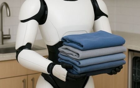 O rob&ocirc; "Neo", pronto para tarefas dom&eacute;sticas simples.