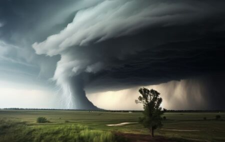 Representa&ccedil;&atilde;o gr&aacute;fica de um tornado do tipo que atingiu o Paran&aacute;, na sexta-feira (07).