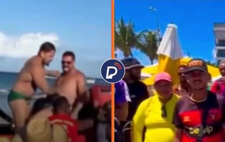 Turistas que sofreram agress&otilde;es e barraqueiros de Porto de Galinhas.