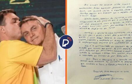"Entrego meu filho para resgatar o Brasil", diz Bolsonaro em carta sobre pr&eacute;-candidatura de Fl&aacute;vio