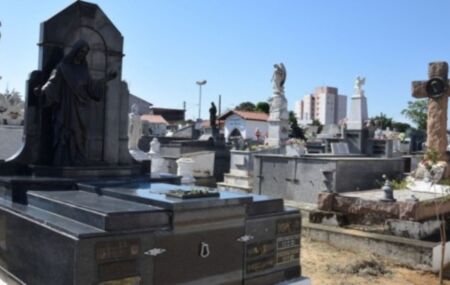 T&uacute;mulos em cemit&eacute;rio.