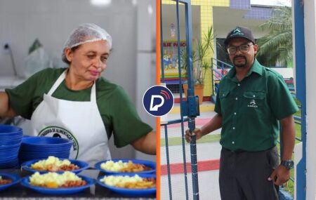 Cozinheira e porteiro de escola.