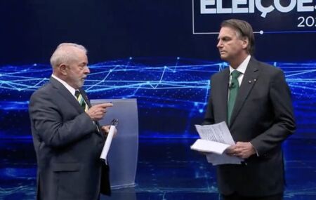 Debate entre Lula e Bolsonaro. 