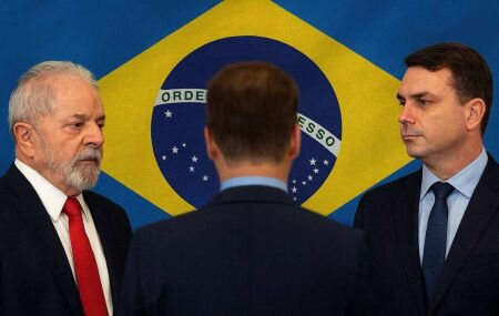 Disputa entre Lula e Fl&aacute;vio Bolsonaro.