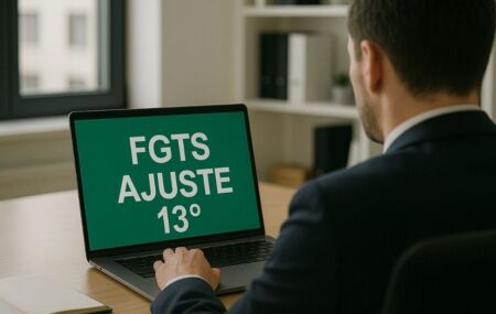 Homem pesquisando sobre ajuste do FGTS do 13&ordm;.