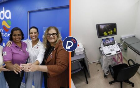 Governadora Raquel ao lado de secret&aacute;ria, vice-governadora na Carreta da Mulher.