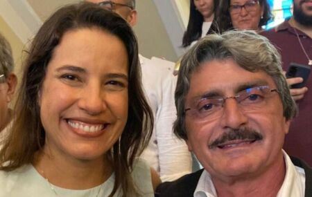 Governadora Raquel Lyra e o prefeito de Belo Jardim, Gilvandro Estrela.