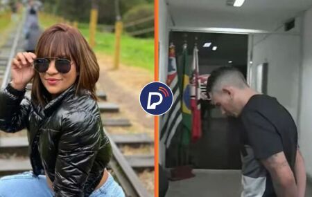 Mulher v&iacute;tima de atropelamento e o homem sendo conduzido.