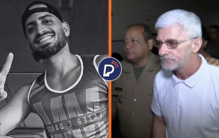 Professor de dan&ccedil;a que foi morto e policial penal sendo conduzido.