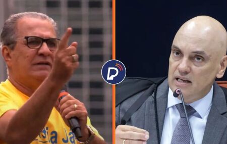 Pastor Silas Malafaia em manifesta&ccedil;&atilde;o e Alexandre de Moraes, ministro do STF.