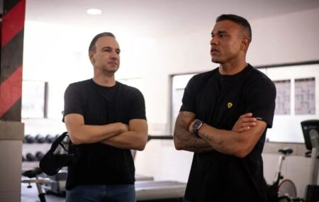 Presidente Matheus Solto Maior e t&eacute;cnico Roger Silva. 