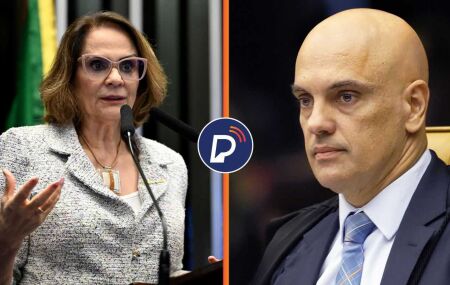 Senadora Damares Alves e o ministro Alexandre de Moraes, do STF.