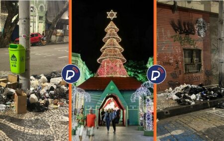 Decora&ccedil;&atilde;o no Recife Antigo e Lixo pelas ruas no entorno. 