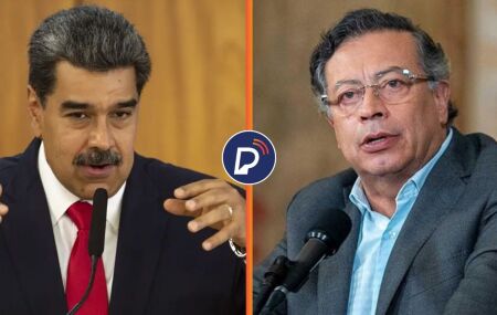 Presidente da Venezuela, Nicol&aacute;s Maduro e chefe da Col&ocirc;mbia, Gustavo Petro.