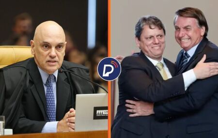 Ministro Alexandre de Moraes, do STF e Bolsonaro abra&ccedil;ado com Tarc&iacute;sio de Freitas.