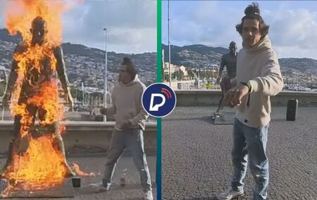 Est&aacute;tua de Cristiano Ronaldo &eacute; alvo de vandalismo em Portugal.