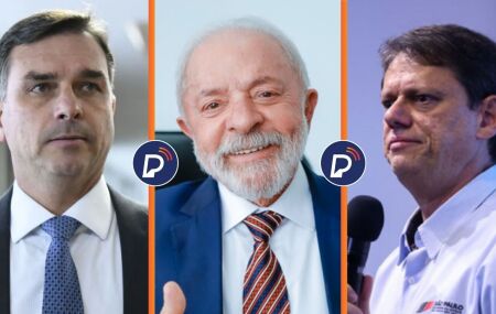 Fl&aacute;vio Bolsonaro, Lula e Tarc&iacute;sio de Freitas.