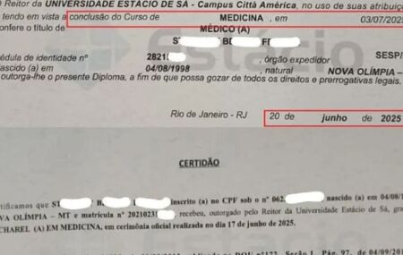 Falso diploma apresentado.