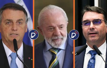 Jair Bolsonaro, Lula e Fl&aacute;vio Bolsonaro.