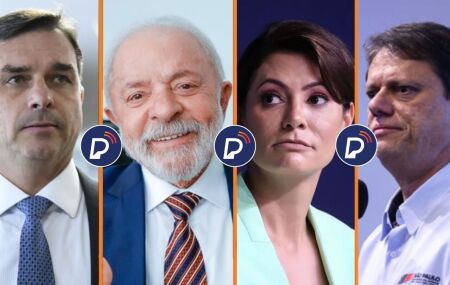 Fl&aacute;vio Bolsonaro, Lula, Michelle e Tarc&iacute;sio de Freitas.