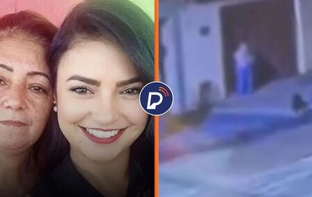 Mulher ao lado da m&atilde;e e momento registrado por c&acirc;mera de seguran&ccedil;a.