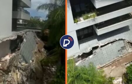 Marquise de pr&eacute;dio residencial desaba na Zona Norte do Recife